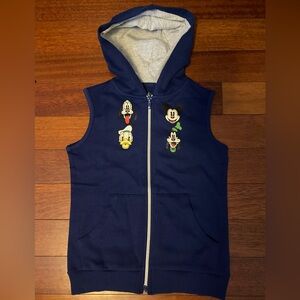 NWOT Kids Disney Blue and Gray Vest Hoodie with Cartoon Characters
